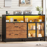 59" File Cabinet, 2 Drawers Filing Cabinets for Home Office fit Legal/Letter