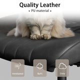 Black Leather Office Desk Chair with Wheels and Arms, Height Adjustable,