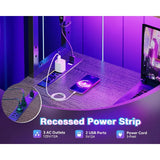 L Shaped Desk Gaming Desk with LED Light Power Outlet 53 Inch Reversible L Shaped Computer Table