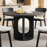 Farmhouse Round Fluted Dining Table for 4, 47 Inch Circle Kitchen Table with Wooden Pedestal Base, Dinner Tables, Customized