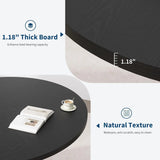 47" Round Dining Table for 4-6 Industrial Kitchen Table with Sturdy Waveform Metal Pedestal Base for Dining Room