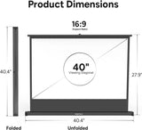 WEMAX 40" Portable Projector Screen HD 16:9, Foldable Tabletop Pull-Up Stand