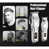 Cordless Hair Clippers for Men with LCD Display Rechargeable Wireless Hair Trimmer Kit in Silver for Home