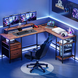 JHK 62IN L Shaped Computer Desk with 2 Drawers Wood Table
