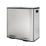 Kitchen Step Trash Bin 2 x 10.6 gal (2 x 40 L) Garbage Can for Dual Compartment Recycling Stainless