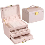 1pcs Multi Functional Three Layer Leather Drawer Style Jewelry Box Earrings