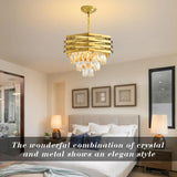 Modern Crystal Chandelier Gold Round for Dining Room for Living Room Entryway
