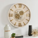 Mid Century Minimalist Modern Wall Clocks,24 Inch w/ Moving Gears, Large