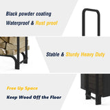 4ft Firewood Log Rack with Cover for Outdoor, Heavy Duty Steel Wood Storage