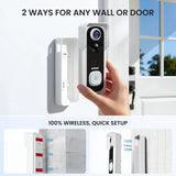 Wireless Doorbell Camera 2K HD View, 2-Way Talk with PIR Motion Detection
