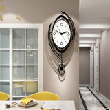 Design Nordic Silent Circular Pendulum Hanging Wall Clock Living Room Decoration