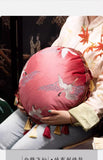 Round Shape Pillows Embroidery Cushion Crane Pattern Decorative Pillow Cover For Sofa Chair