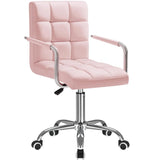 Furmax Mid-Back Office Task Chair Ribbed PU Leather Executive Chair Modern Adjustable