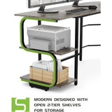 Reversible L Shaped Desk with Large Surface 69 Inch Sturdy Corner Desk with Storage Shelves