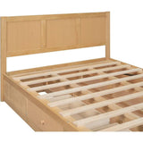 Mid-Size Bed with Storage, Illuminated, 2 Drawers, No Box Spring, Natural