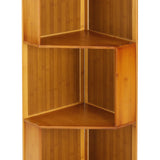 Corner Bamboo Bookcase,3/4/5 Tiers Brown A-Shaped Freestanding Display Bookshelf