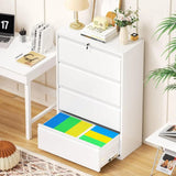 36 Wide Metal Lateral File Cabinet with Lock, White, for Home or Office
