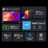 15.6" Portable i3 Laptop Computer PC Windows 11 Pro Intel Core i3 6100U Laptops Fingerprint 16GB RAM 1TB 2TB SSD Notebook PC