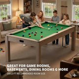 3-in-1  7 FT, Billiard Pool Table Convertible to Dining Table and Table Tennis