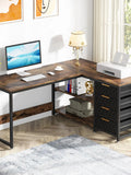 Tribesigns L Shaped Computer Desk with Storage Drawers, 59 inch Corner Desk