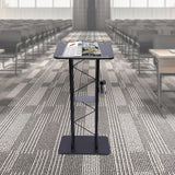 Iron 47 Inch Curved Podium Suitable for Schools Conference Rooms Stages Churches Classrooms with Storage