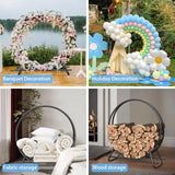 48 Inch Metal Firewood Rack Circle - Black Steel Log Holder for Indoor and Outdoor Use