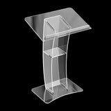 Acrylic Podium Modern Clear Lectern 7.8mm Thick with Storage Shelf for Conference Wedding