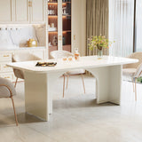 Tribesigns Modern White Dining Table for 4-6 People, 63" Large Rectangle Kitchen Table