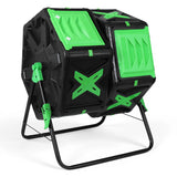 140L Dual Chamber Compost Bin Fast Assemble Tumbling Composting Tumbler Easy Setup