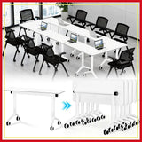 55in Folding Conference Table with Wheels, Heavy Duty Mobile Training Table for Office