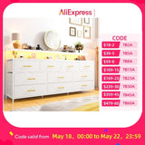 EnHomee 55" Wide Smart Dresser with LED Lights & Power Outlets