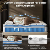 Firm Queen Size Mattress 14 Inch - Deep Sleep Hybrid Mattress for Pain Relief