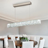 Crystal Chandelier Modern Pendant Light Dining Room Light Fixture,Height Adjustable Hanging Light LED Chandelier for Kitchen Isl