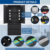 Metal Cabinets with Lockable Drawers and Doors Lateral File Cabinets Steel Filing Lockers Book Case