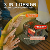 3750 BTU Butane Portable Space Heater w/Warming Shelf for Indoor&Outdoor Use