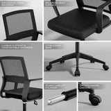 SUKIDA Mid-Back Upholstery Mesh Office Chair Black Height-Adjustable Armrests Executiv