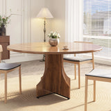 Farmhouse 47-Inch Round Kitchen Table for 4-6 People Adjustable Feet Wood Dining Table
