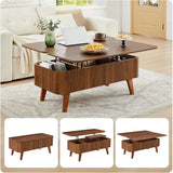 3-in-1 Coffee Table Converts to Dining Table, Walnut Oval Wooden Table