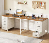 78" 2 Person Desk with 8 Fabric Drawers, Long Computer Desk Home Office Desk with Storage