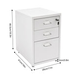 3 -Tiers  Vertical File Cabinet Metal Mobile File Cabinet with Lock Filing Cold-rolled Steel Cabinet Under Desk