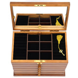 Wooden Gift Cabinet Jewelry Storage Box with Mirror and Lock for Jewelries