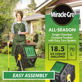 Outdoor Single Chamber Plastic Compost Tumbler - Fast Composting Heavy-Duty Bin