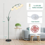 Contemporary Floor Lamp for Living Room with 5 LED Bulbs, Foot Switch