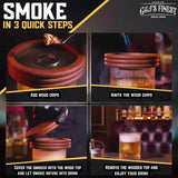 Whiskey Smoker Kit with QuadTorch, 6 Wood Chips & Wood Box for Smoking Drinks