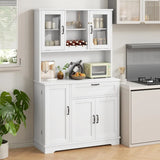Shintenchi Kitchen Pantry Storage Cabinet Freestanding Buffet Cabinet with Microwave