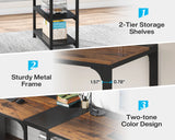 Tribesigns 90.55'' 2 Person Desk with Storage Shelves, Double Computer Desk