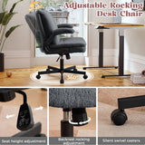 TCGBKAF Black Criss Cross Chair with Wheels&Flip-Up Arms, 25" Seat Cross Legged Office Chair with Flip-Up Back, Ergonomic Computer Desk Chair, Adjustable