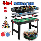 4-In-1 Foosball Table Combo Set with Football Billiards Ice Hockey Table