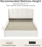 VELOCAVA Full Size Lift Up Storage Bed with Modern Wingback Headboard