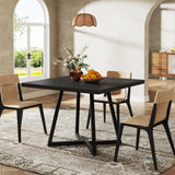 Tribesigns Square Dining Table for 4, 31.5" Industrial Dinner Table with Metal Base, Wood Kitchen Table for Dining Room